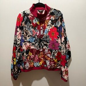 Johnny Was Active Mock Neck Printed Zip Up